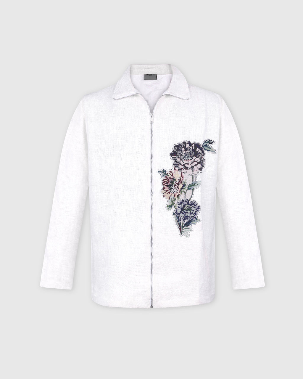 Floral Jacquard Zipper Jacket