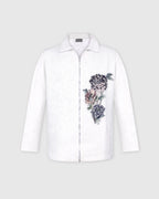 FLORAL JACQUARD ZIPPER JACKET