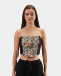 GREY FLORAL JACQUARD CORSET
