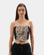 GREY FLORAL JACQUARD CORSET