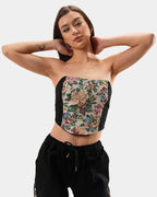 GREY FLORAL JACQUARD CORSET