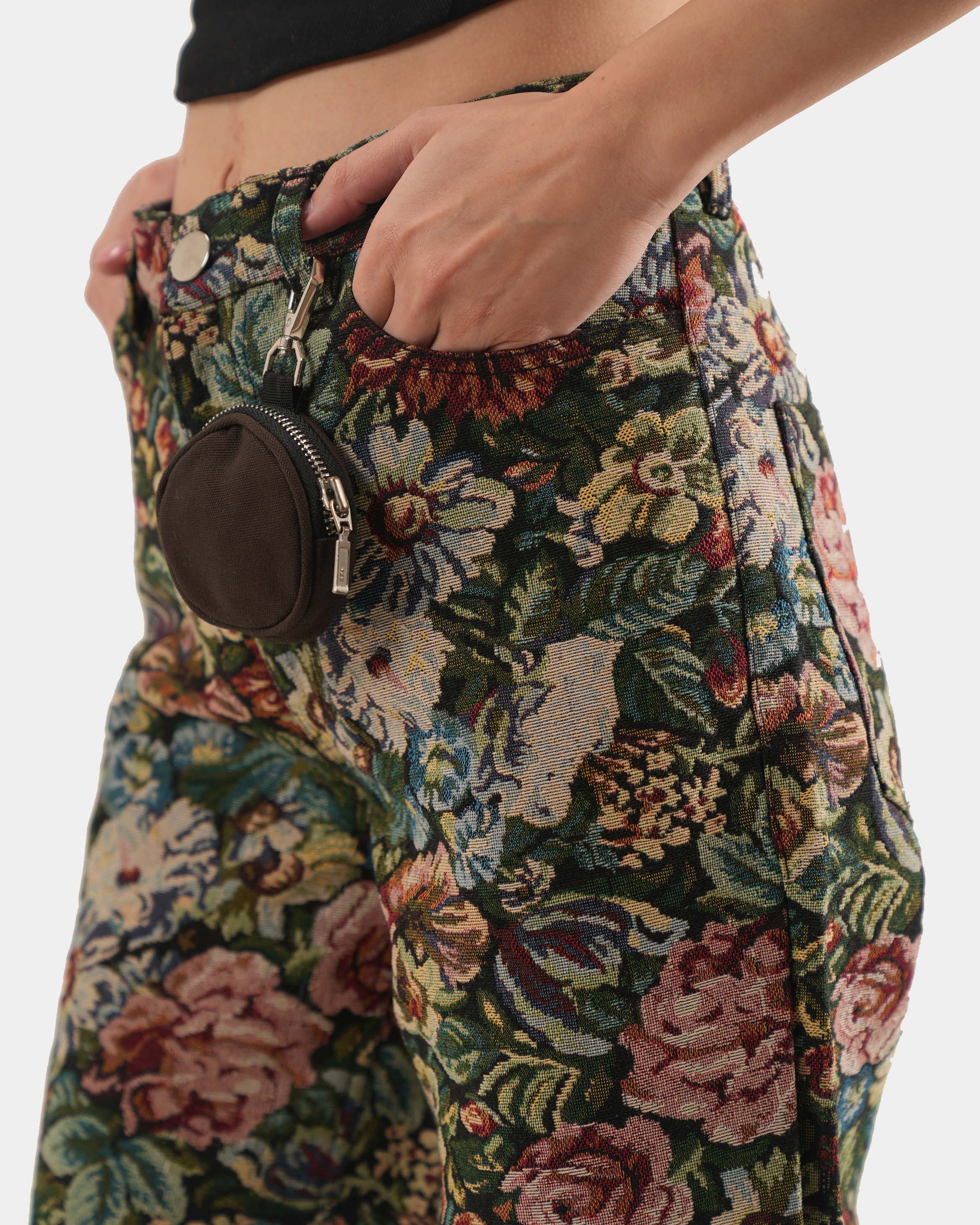 STRAIGHT FIT FLORAL JACQUARD PANT