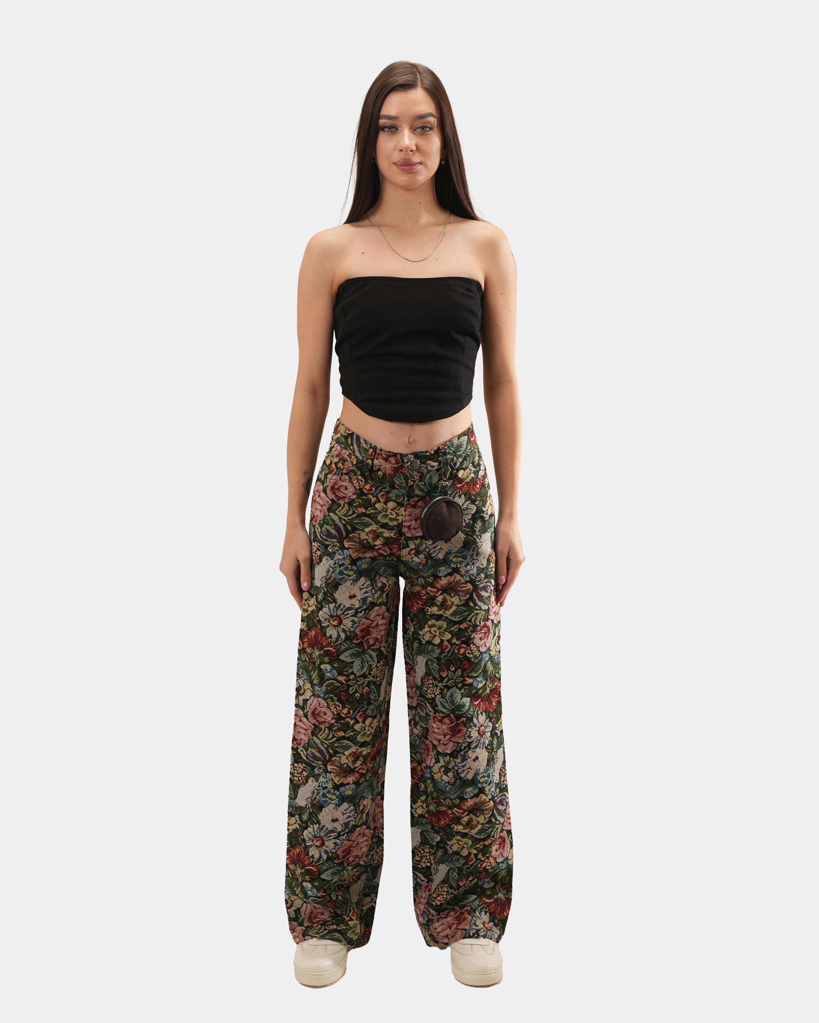 STRAIGHT FIT FLORAL JACQUARD PANT