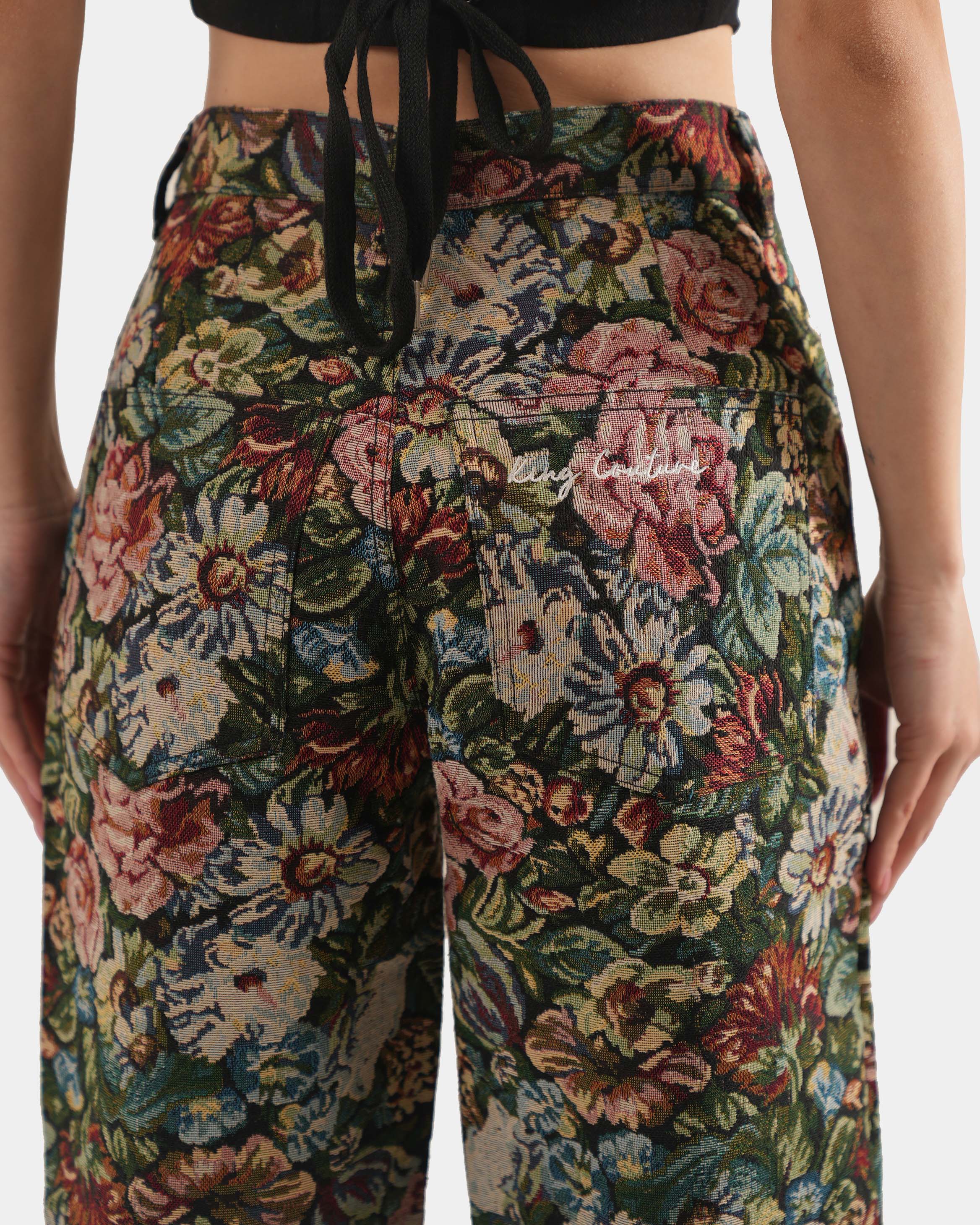 Straight Fit Floral Jacquard Pant