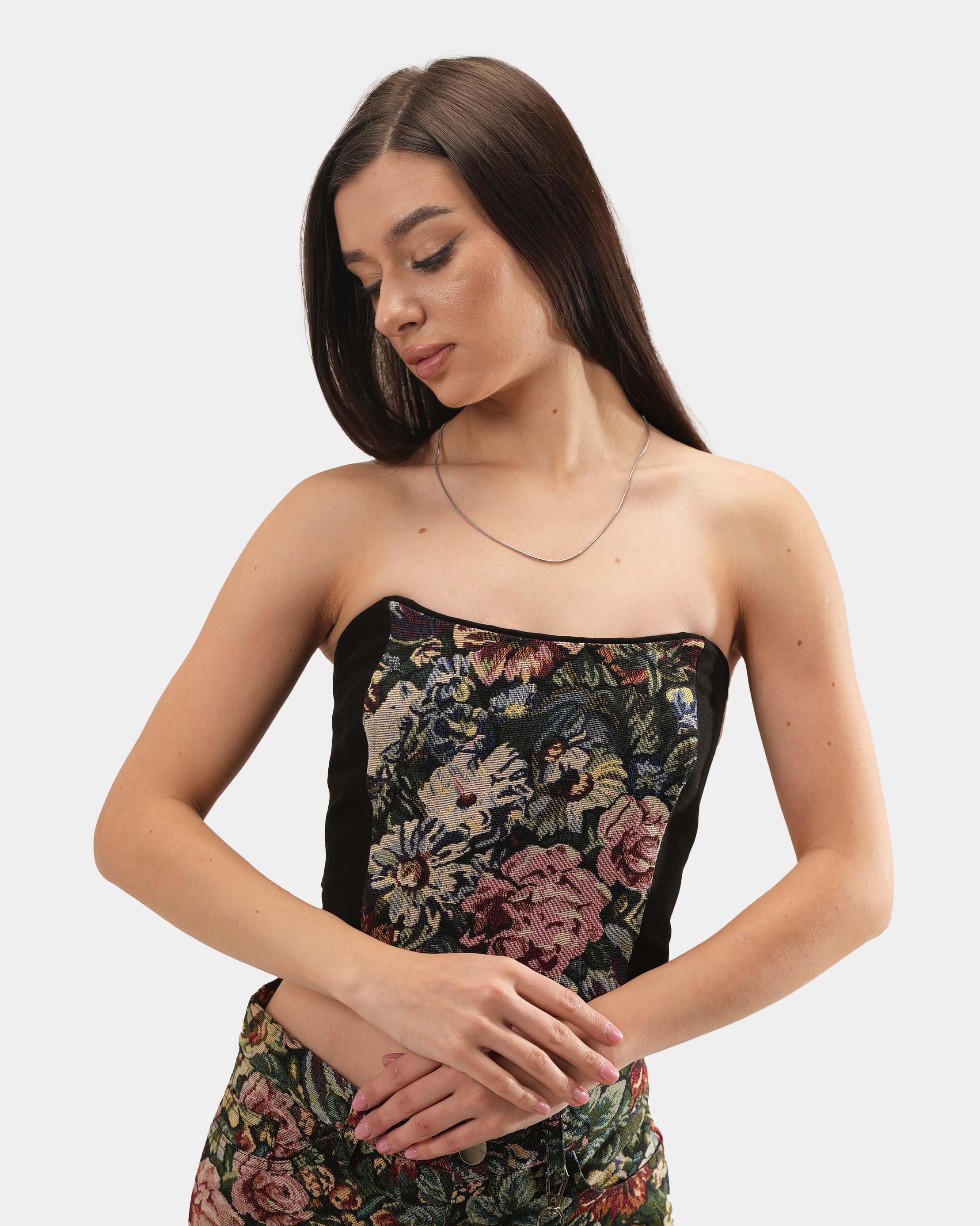 FLORAL JACQUARD CORSET