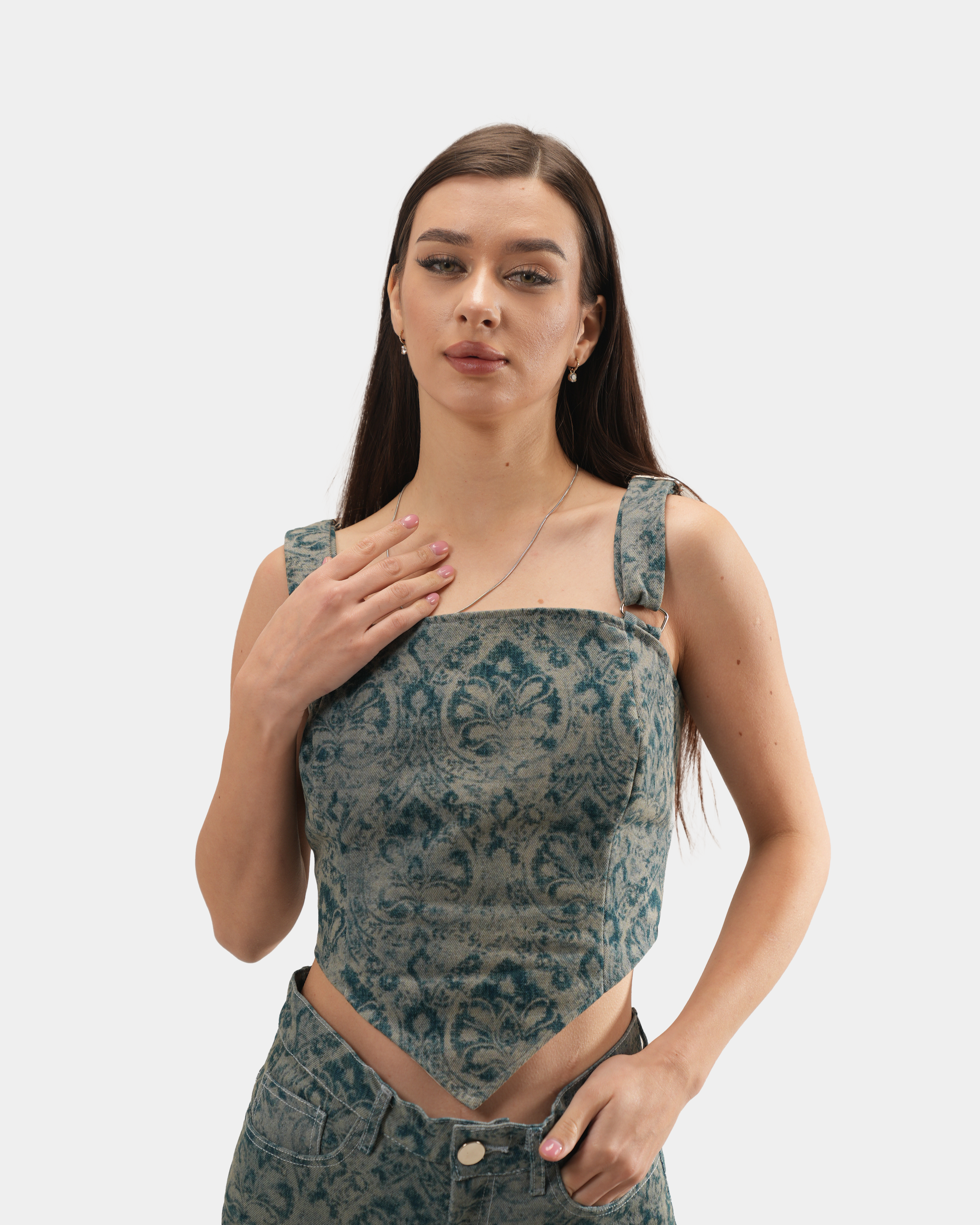 Cyan Ash Denim Corset