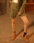 GREEN DENIM SHORTS