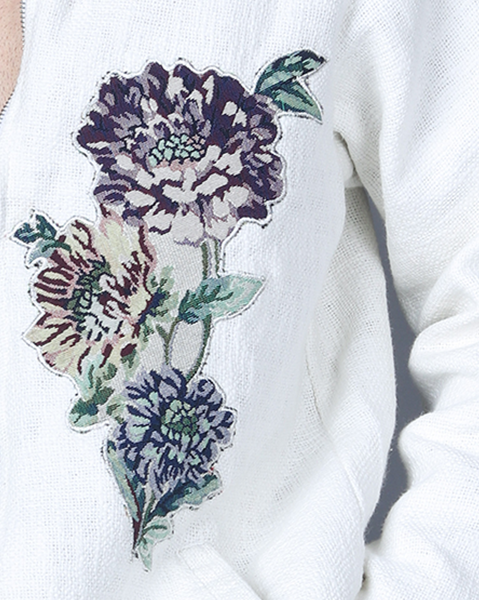 Floral Jacquard Zipper Jacket