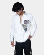 FLORAL JACQUARD ZIPPER JACKET