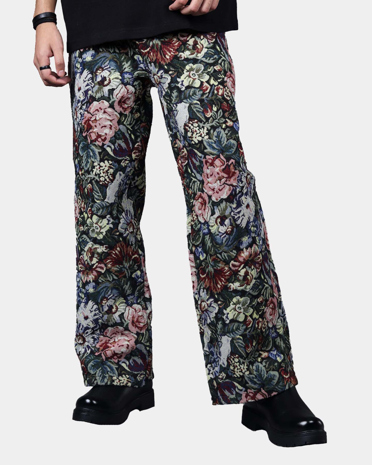 Straight Fit Floral Jacquard Pant