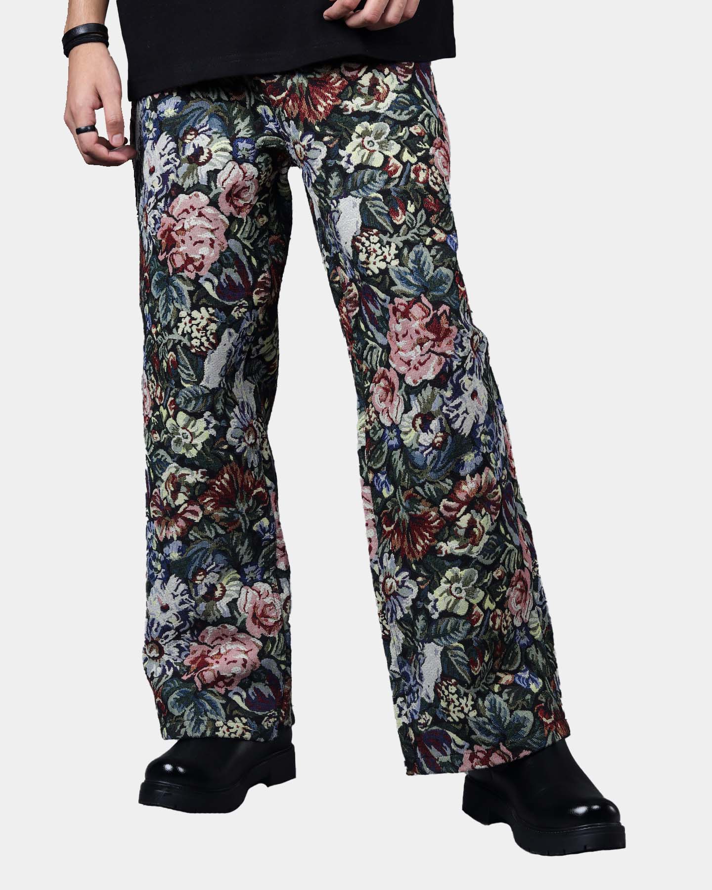 STRAIGHT FIT FLORAL JACQUARD PANT