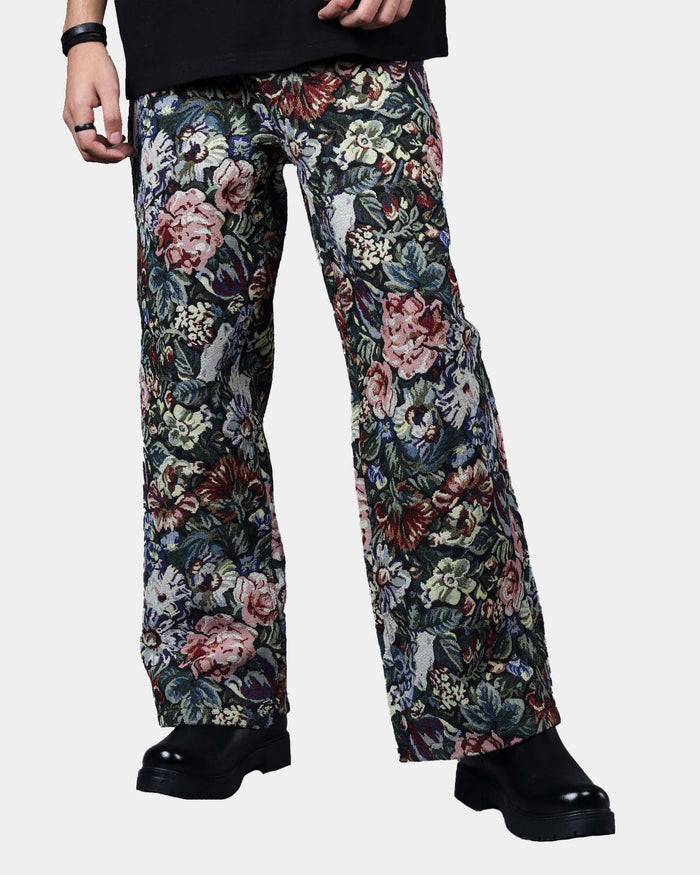 STRAIGHT FIT FLORAL JACQUARD PANT