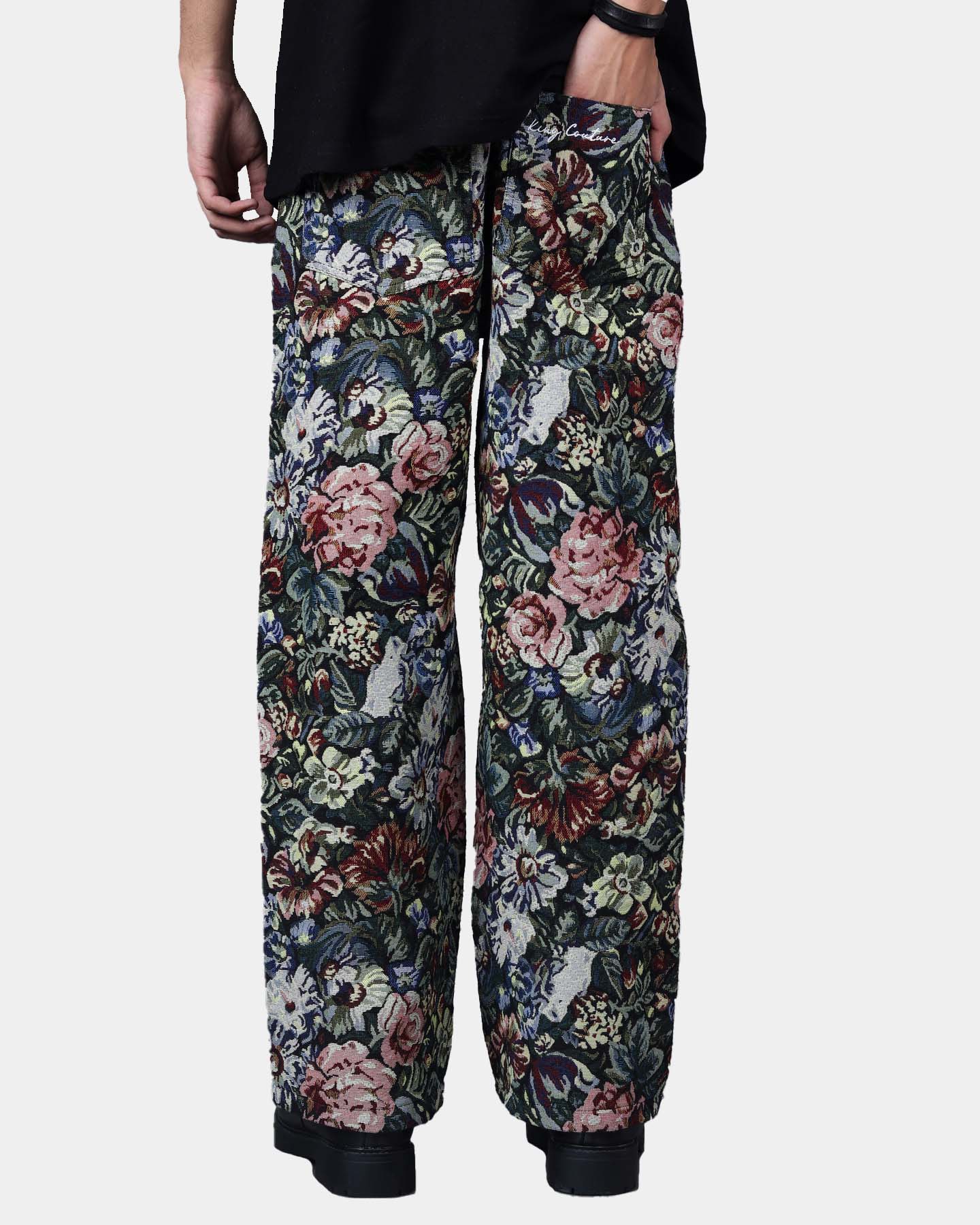 STRAIGHT FIT FLORAL JACQUARD PANT