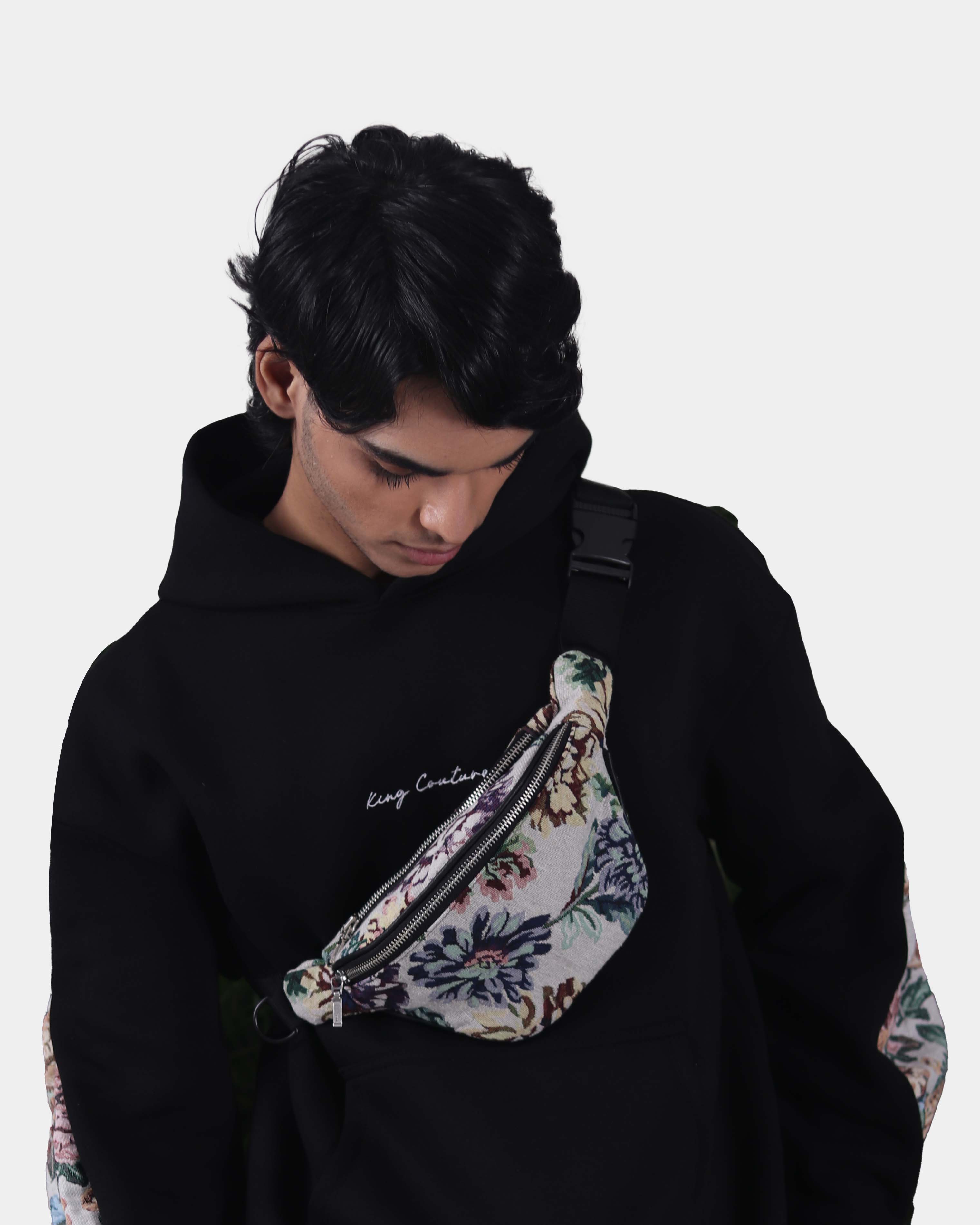 GREY FLORAL WAIST BAG