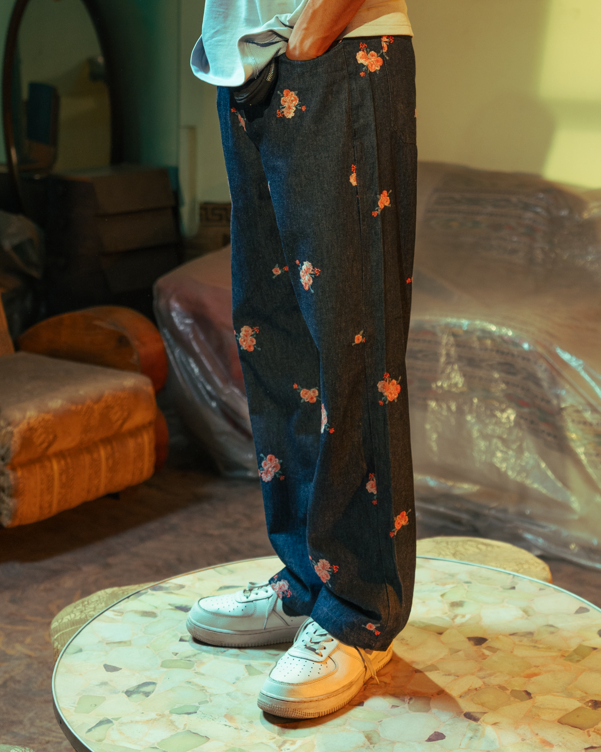 FLORAL DENIM PANT