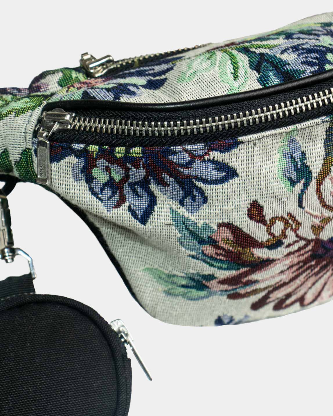 GREY FLORAL WAIST BAG