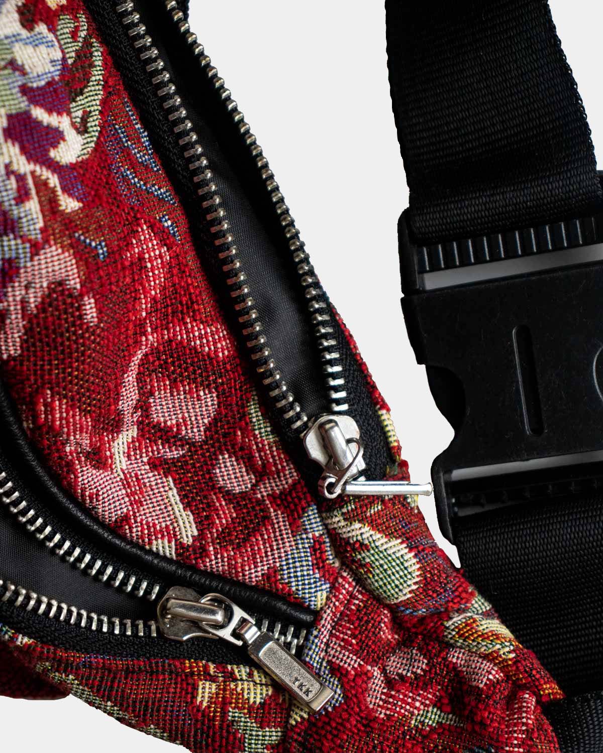 CARMINE RED FLORAL WAIST BAG